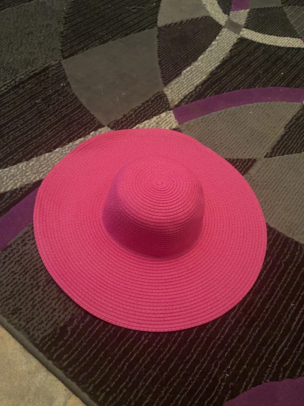 Wide-Brim Sun Hat in Hot Pink